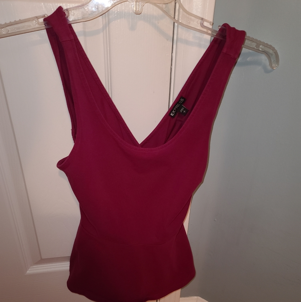 Plum Express Crossed Back Peplum Tank Top